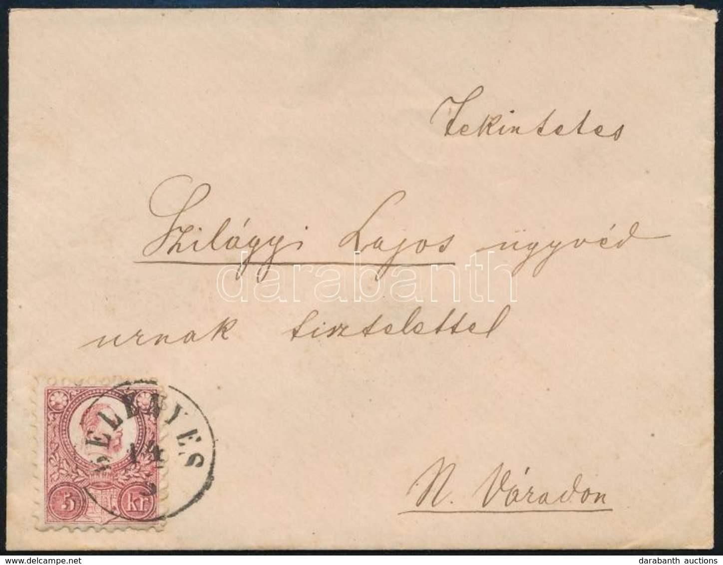 1872 Réznyomat 5kr Levélen / Mi 10 On Cover 'BELÉNYES' - Nagyvárad - Altri & Non Classificati