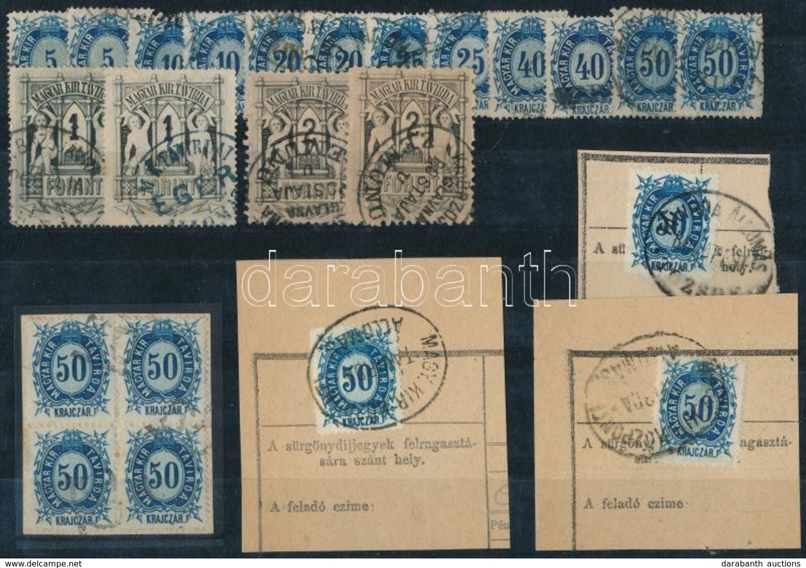 ** * O 1874 Távírda Réznyomat 53 Bélyeg Teljes Sorokkal, összefüggésekkel 2 Stecklapon / Telegraph Mi 9-16 53 Stamps Wit - Altri & Non Classificati