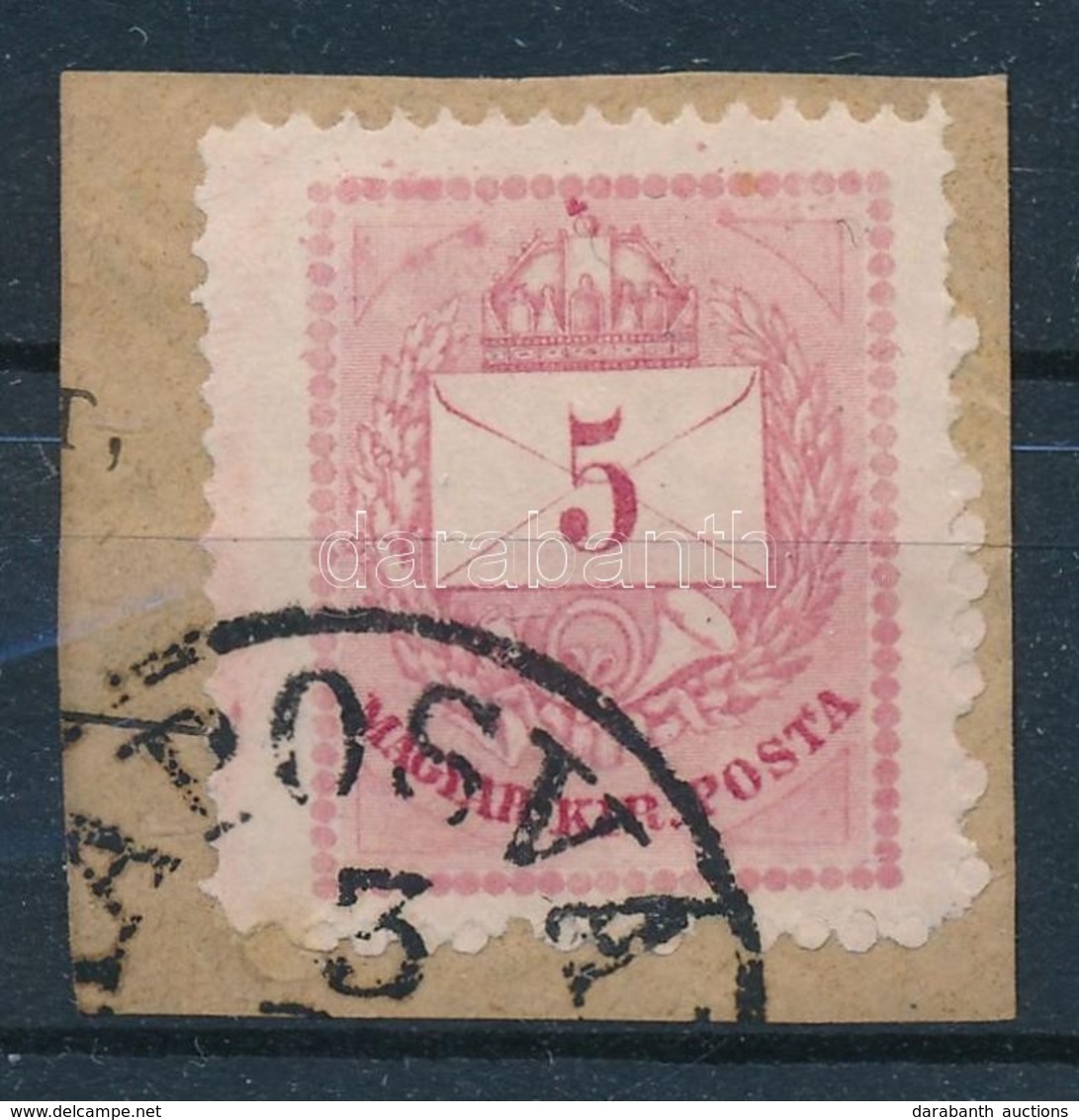 1874 Szélesre Fogazott Festékfoltos 5kr / Mi 17 With Shifted Perforation, Paint Spots '(K)APOSVÁ(R)' - Altri & Non Classificati