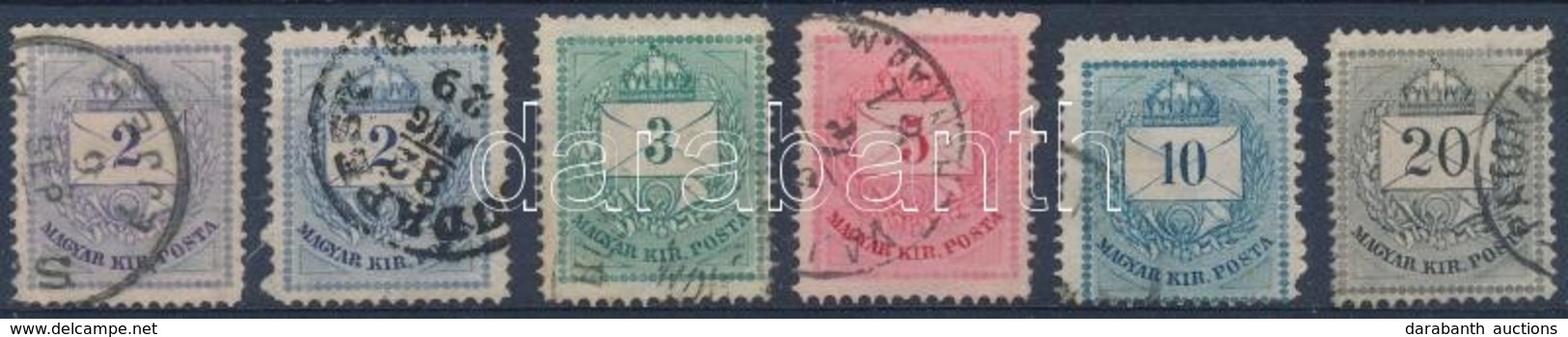 O 1881 A Sor, 2-20kr 13-as Fogazással, Színváltozattal, 7 Db Bélyeg / 7 Stamps - Altri & Non Classificati