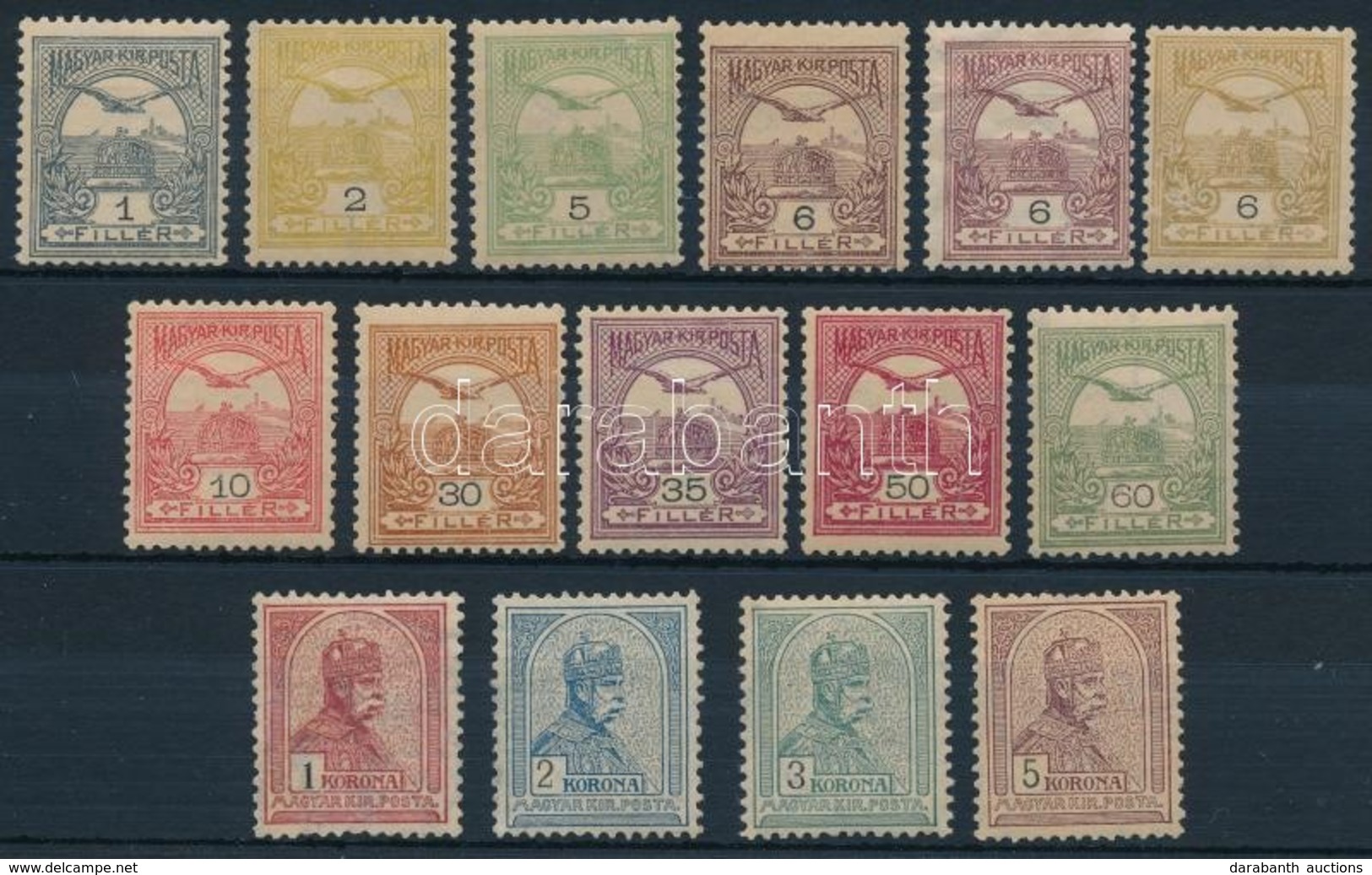 * 1900 Turul Sor, 6 Kis érték Hiányzik (213.500) / Turul Set, 6 Small Values Missing - Altri & Non Classificati