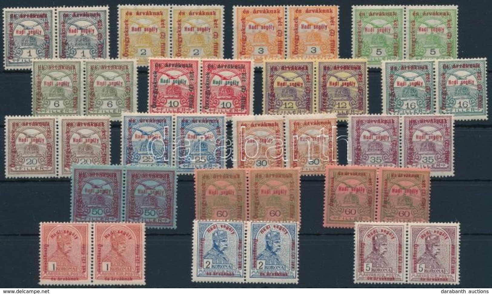 ** 1915 Hadisegély II. Sor Párokban, Benne A Rövid 60f Is (24.000) / Mi 162-178 + 175 I Pairs - Altri & Non Classificati