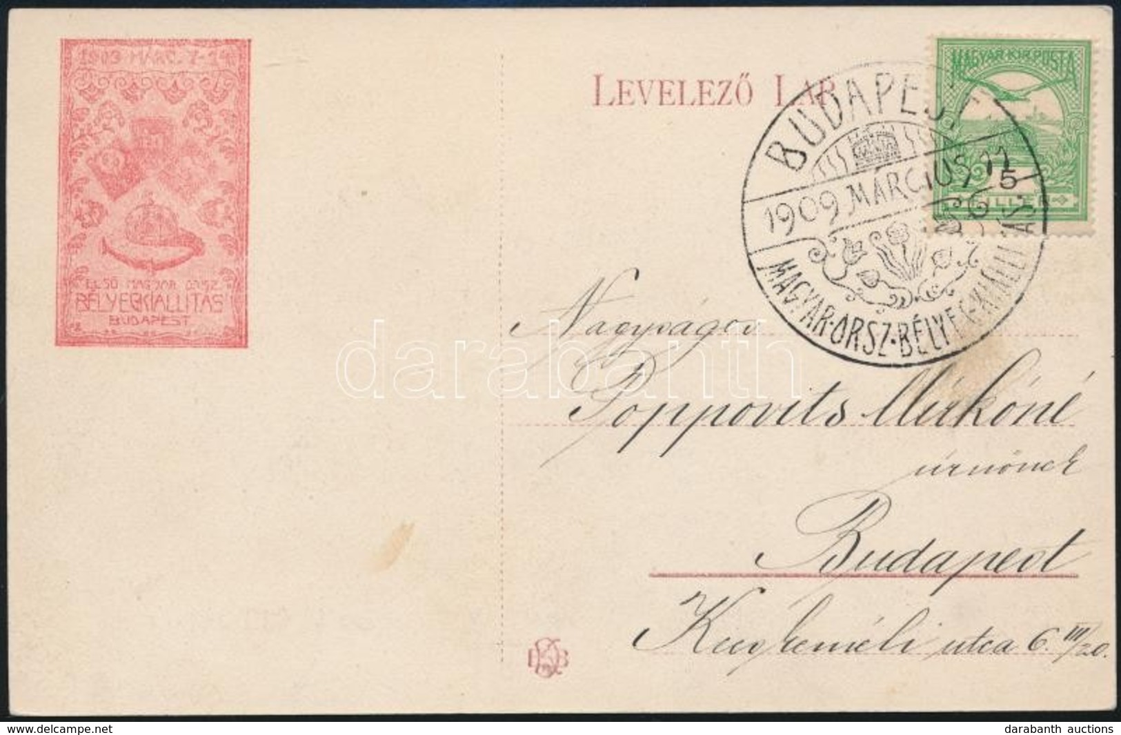 1909 MAGYAR ORSZ. BÉLYEGKIÁLLÍTÁS Képeslap Alkalmi Bélyegzéssel  / Postcard With Stamp Exposition Special Cancellation - Sonstige & Ohne Zuordnung