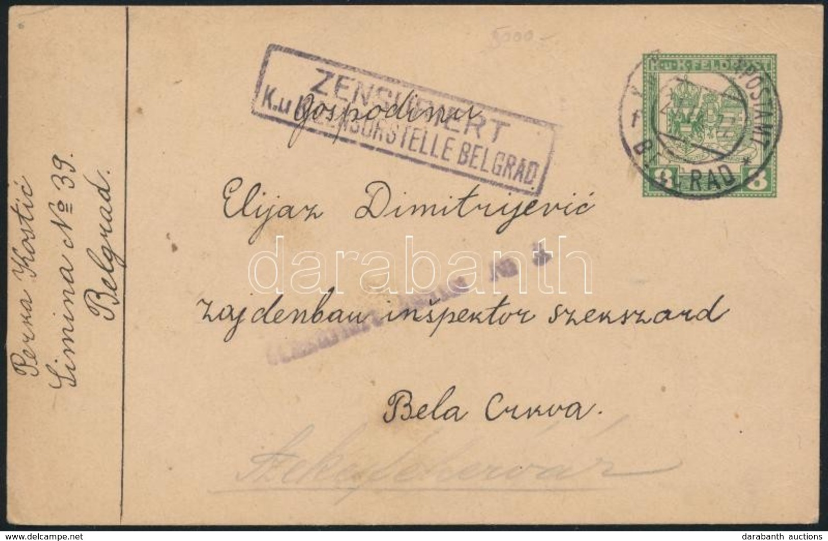 1917-1918 2 Db Kuk Feldpost 8h Díjjegyes Levelez?lap / 2 PS-cards 'BELGRAD F', 'KRUSEVAC B' - Altri & Non Classificati