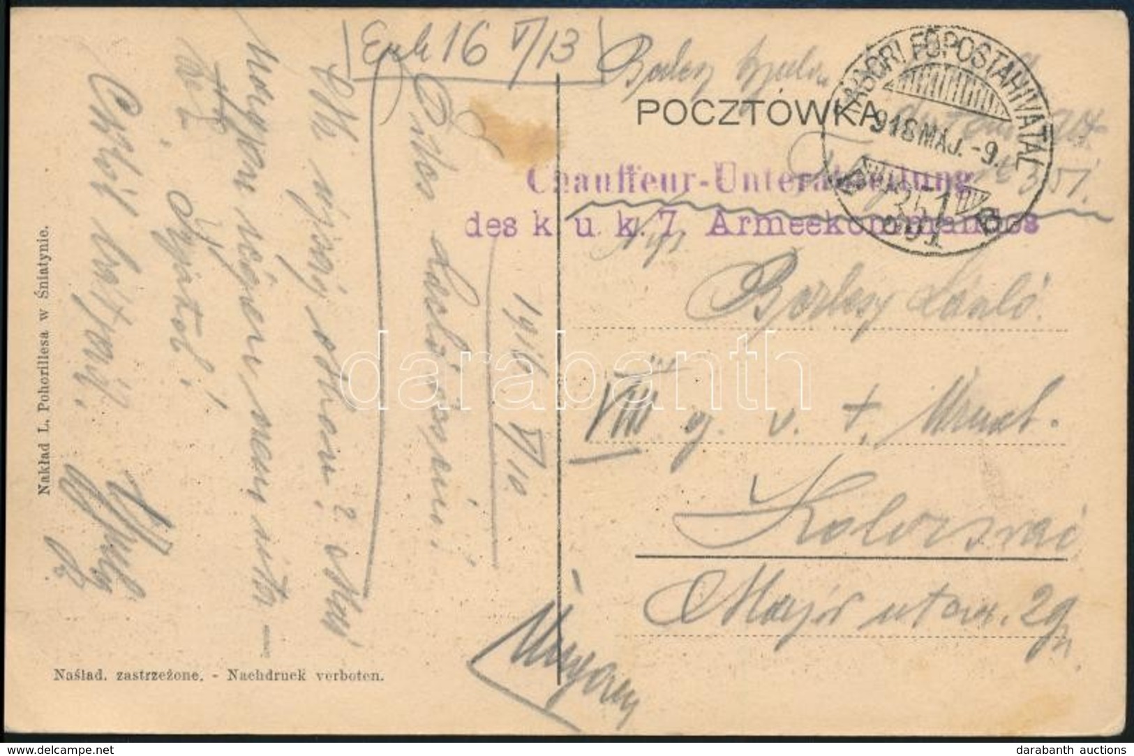 1916 Tábori Posta Képeslap / Field Postcard 'Chauffeur-Unterabteilung Des K.u.k. 7. Armeekommandos' + 'TP 351' - Altri & Non Classificati