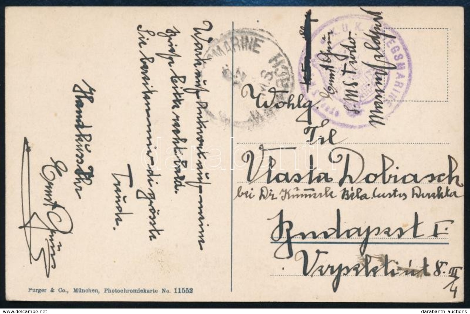 ~1917 Tábori Posta Képeslap / Field Postcard 'K.u.k. KRIEGSMARINE S.M.S. Teodo' - Altri & Non Classificati