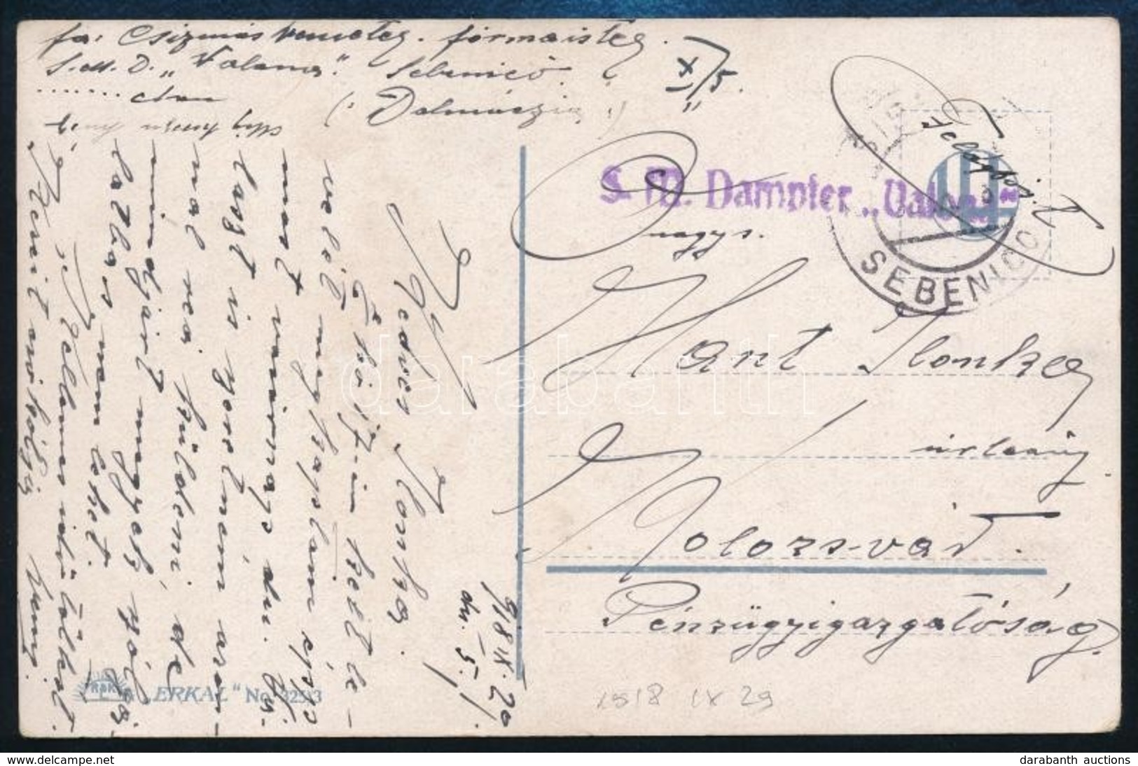 1918 Tábori Posta Képeslap Hajópostával / Field Postcard 'S.M. Dampfer Valona' - Altri & Non Classificati