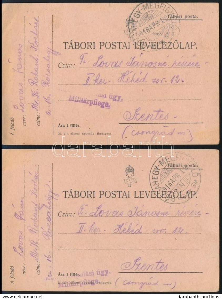 1916 2 Db Tábori Posta Levelez?lap / 2 Field Postcards 'RÓZSAHEGY-MEGFIGYEL?' - Altri & Non Classificati
