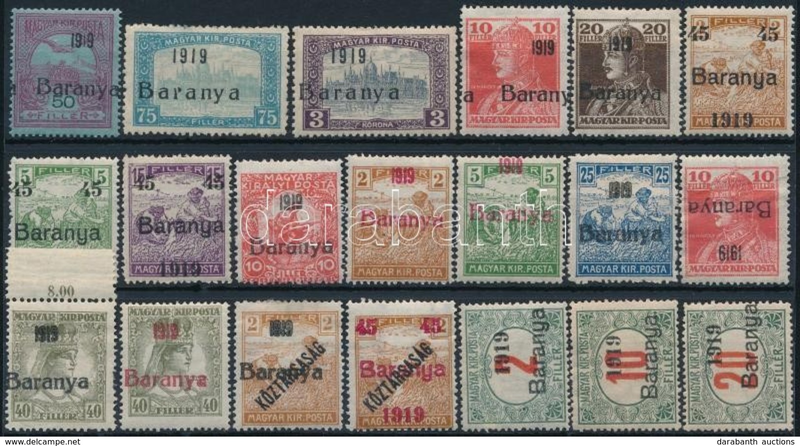 ** * Baranya I. 1919 20 Klf Bélyeg, Közte érdekességek Bodor Vizsgálójellel (**29.250) / 20 Different Stamps. Signed: Bo - Altri & Non Classificati
