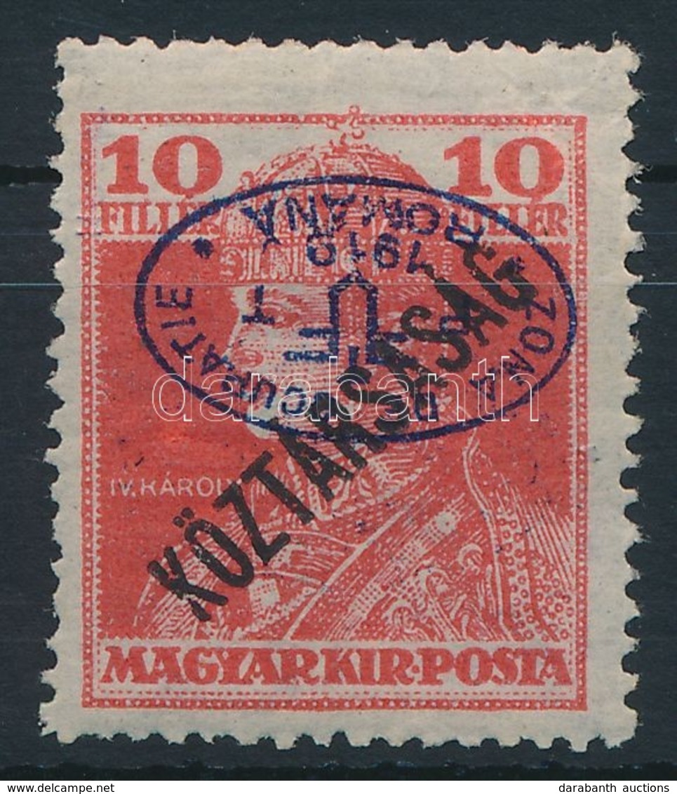 ** Debrecen I. 1919 Károly/Köztársaság 10f Fordított Felülnyomással / Mi 56 With Inverted Overprint. Signed: Bodor - Altri & Non Classificati