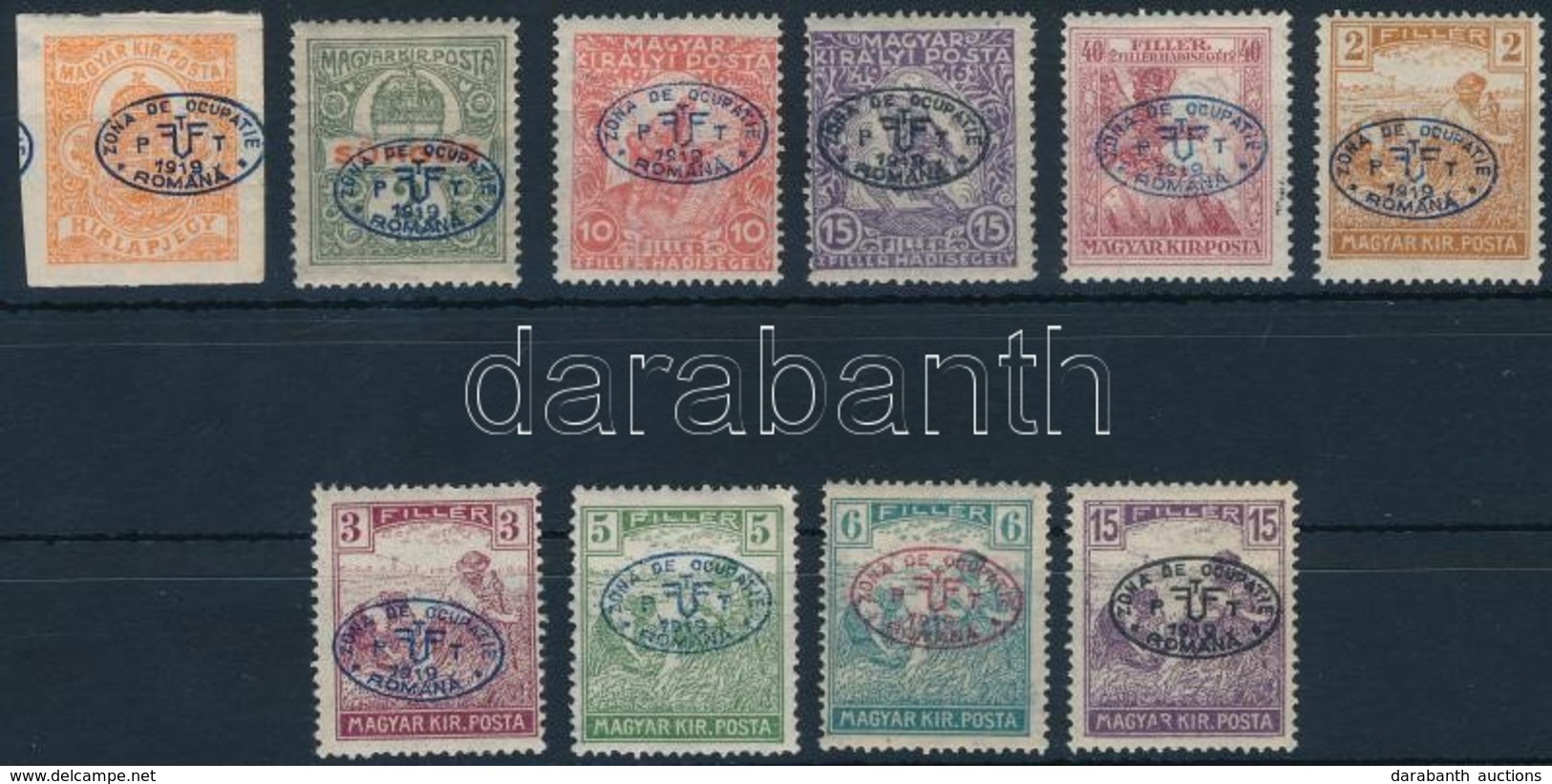 * Debrecen I. 1919 10 Klf Bélyeg (10.200) / 10 Different Stamps. Signed: Bodor - Altri & Non Classificati