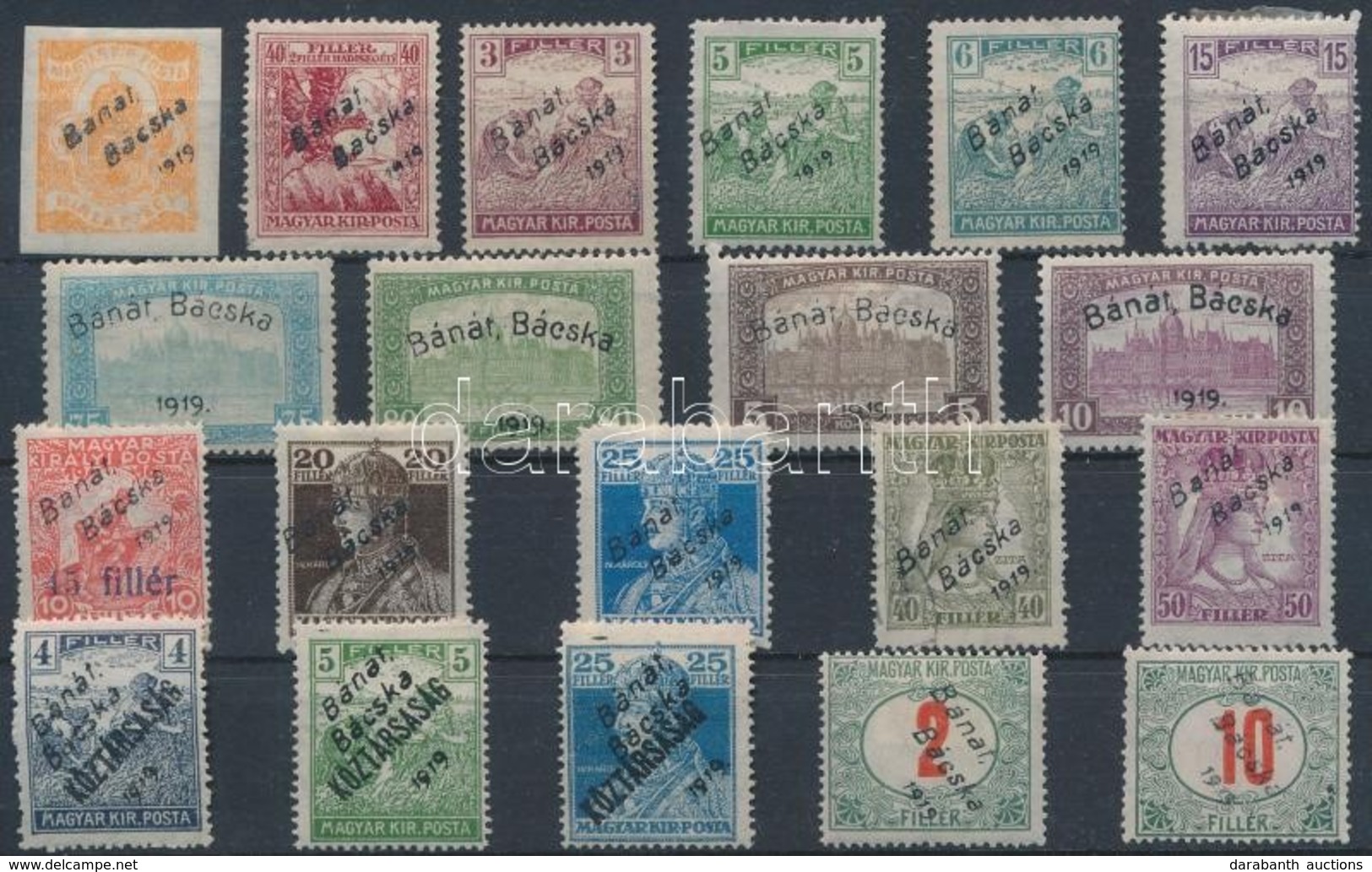 ** (*) * O Bánát-Bácska 1919 20 Klf Bélyeg (16.000) / 20 Different Stamps. Signed: Bodor - Altri & Non Classificati