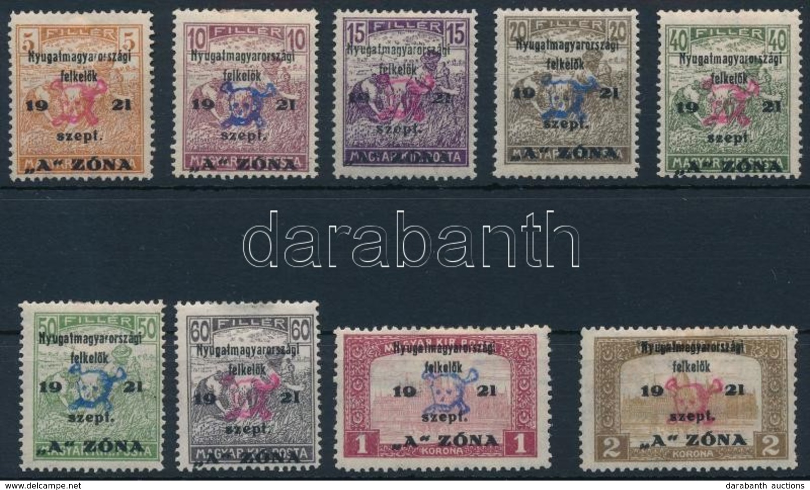 * Nyugat-Magyarország II. 1921 Teljes Sor (*210.000) / Mi 11-19. Signed: Bodor - Altri & Non Classificati