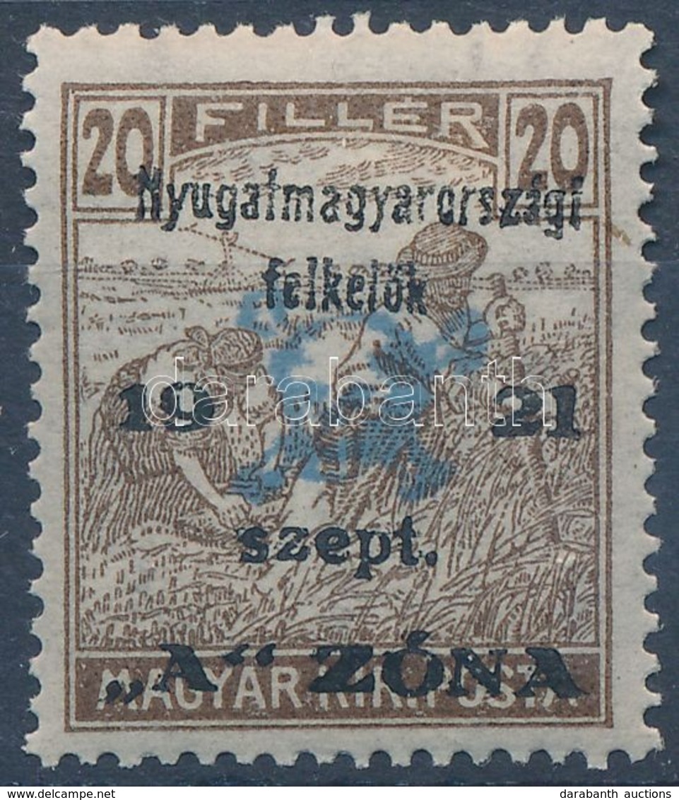 * Nyugat-Magyarország II. 1921 Arató 20f (40.000) / Mi 14 Signed: Bodor - Altri & Non Classificati
