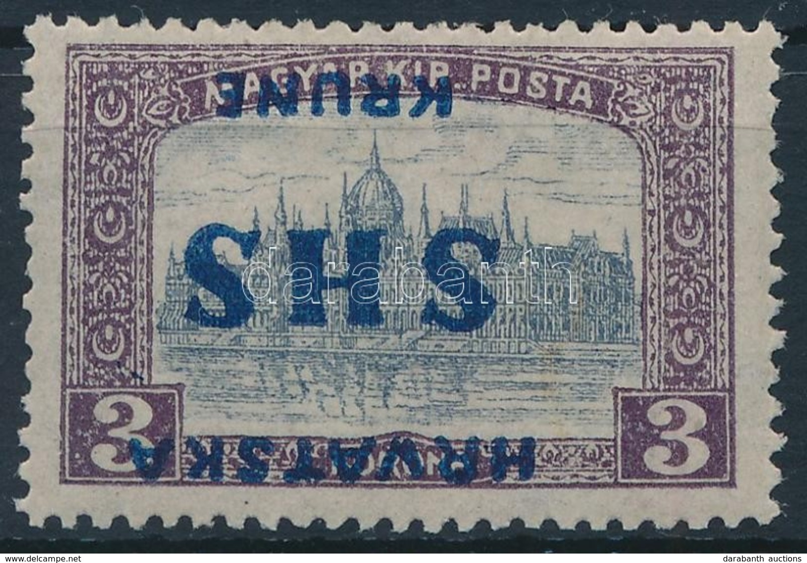 * SHS 1918 Parlament 3K Fordított Felülnyomással / Mi 81 With Inverted Overprint. Signed: Bodor - Altri & Non Classificati