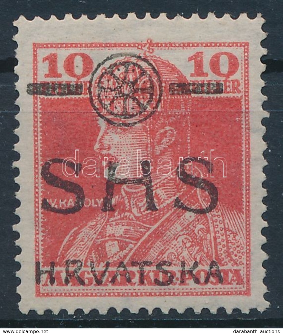 (*) SHS 1918 Károly 10f Kék Helyett Fekete Felülnyomással / Mi 84 With Black Overprint. Signed: Bodor - Altri & Non Classificati