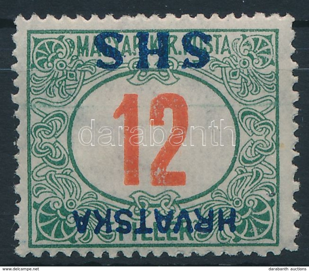 * SHS 1919 Pirosszámú Portó 12f Fordított Felülnyomással (**30.000) / Mi P30 With Inverted Overprint. Signed: Bodor (bet - Altri & Non Classificati