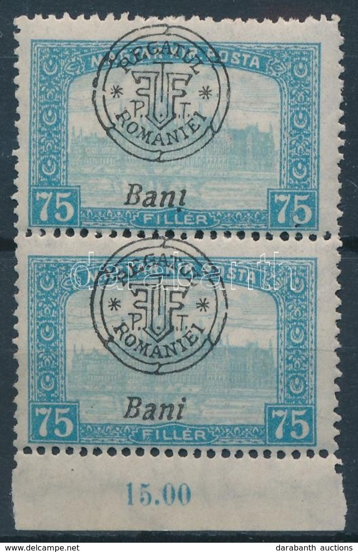 ** Nagyvárad 1919 Parlament 75f Pár, Fordított 'i' Tévnyomat / Mi 38 II. Pair With Plate Variety. Signed: Bodor - Altri & Non Classificati