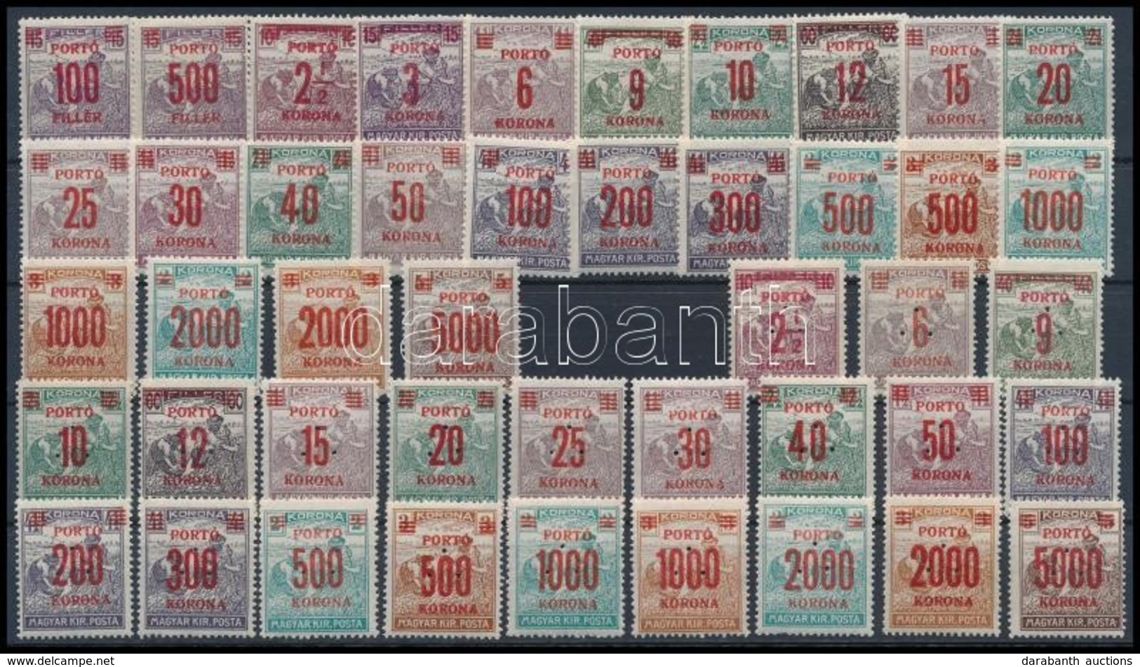 ** 1921-1925 Kisegít? Portó Sor + Hármaslyukasztású Sor (17.600) / Postage Due Mi 68-91 + Set With 3-hole Punching - Altri & Non Classificati