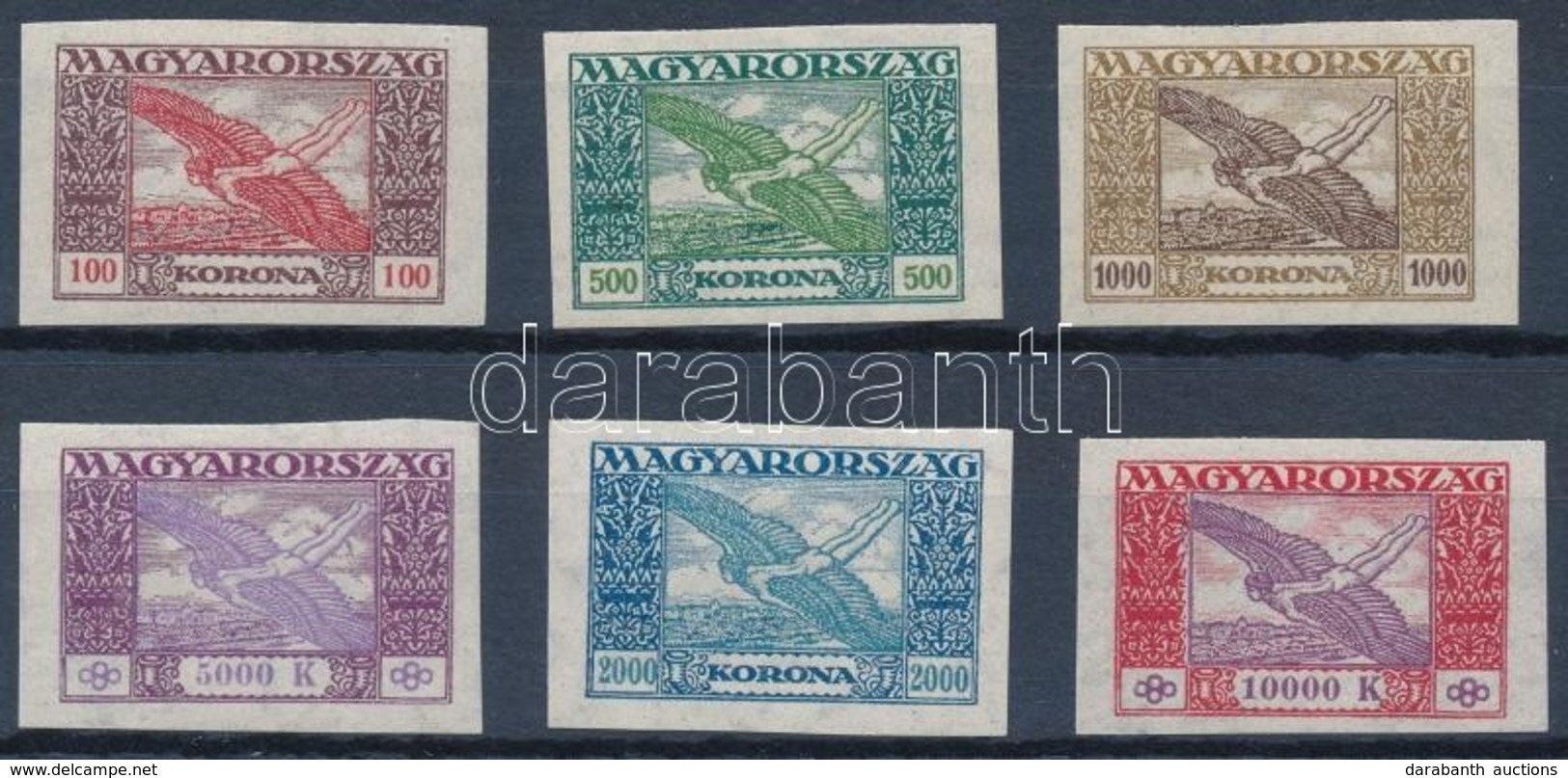 ** 1924 Ikarusz Vágott Sor (20.000) / Mi 383-388 Imperforate Set - Altri & Non Classificati