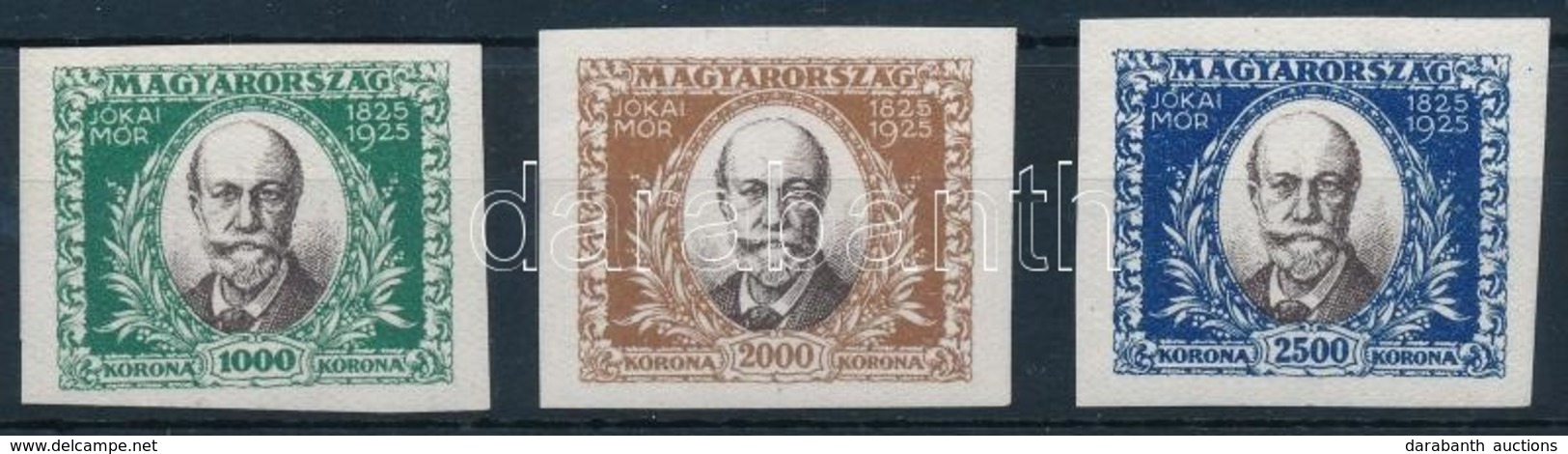 ** 1925 Jókai Mór (I.) Vágott Sor (20.000) / Mi 398-400 Imperforate Set - Altri & Non Classificati