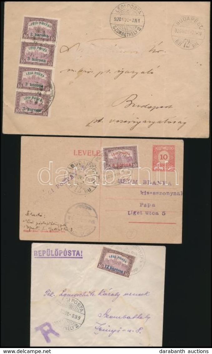 1920 3 Db Légi Posta Küldemény / 3 Airmail Covers - Altri & Non Classificati