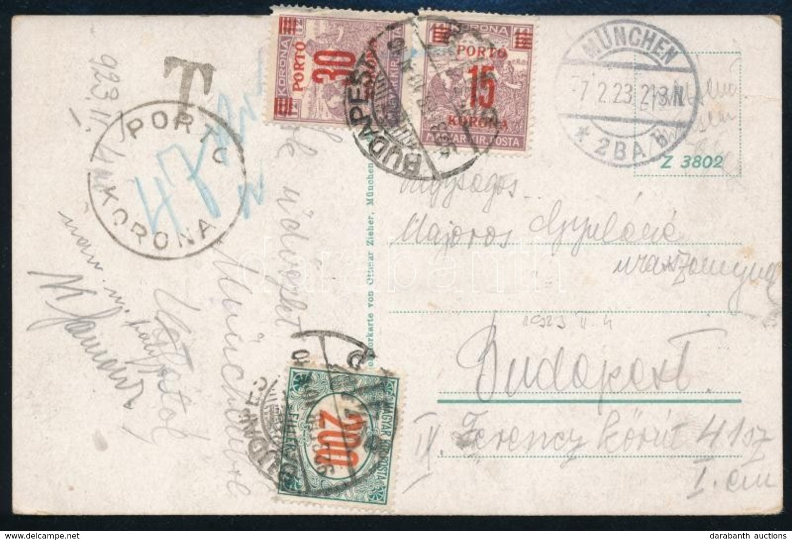 1923 Képeslap 47K Portóval / Postcard With 47K Postage Due - Altri & Non Classificati