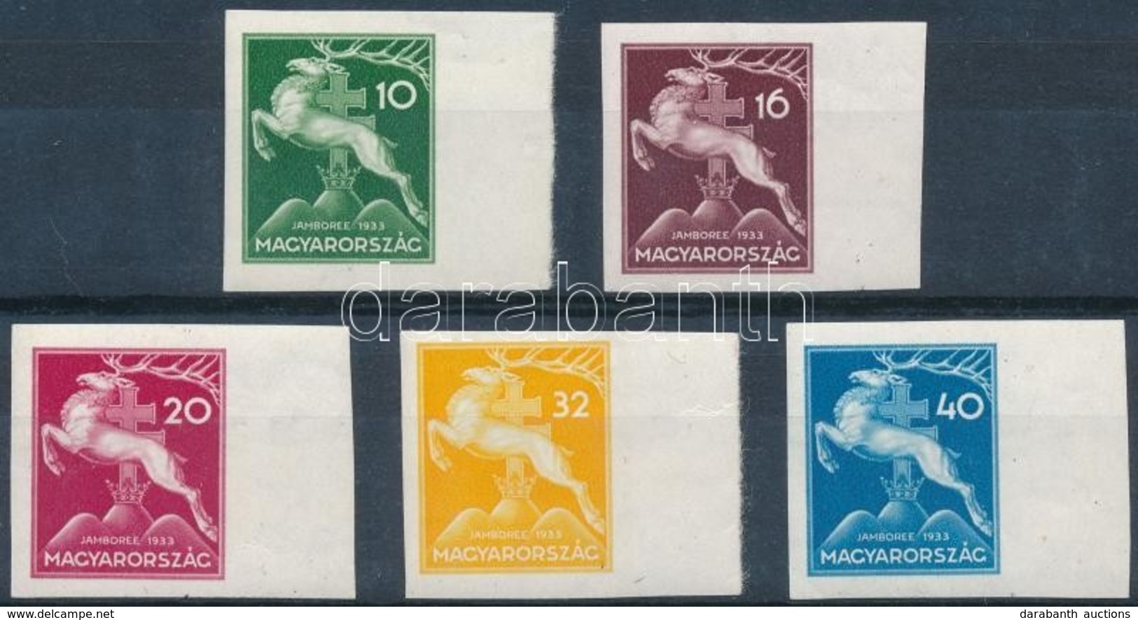 ** 1933 Cserkész Vágott ívszéli Sor (40.000) / Mi 511-515 Imperforate Margin Set - Altri & Non Classificati