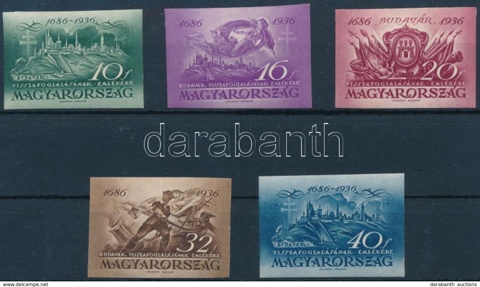 ** 1936 Budavár Vágott Sor (80.000) / Mi 538-542 Imperforate Set - Altri & Non Classificati