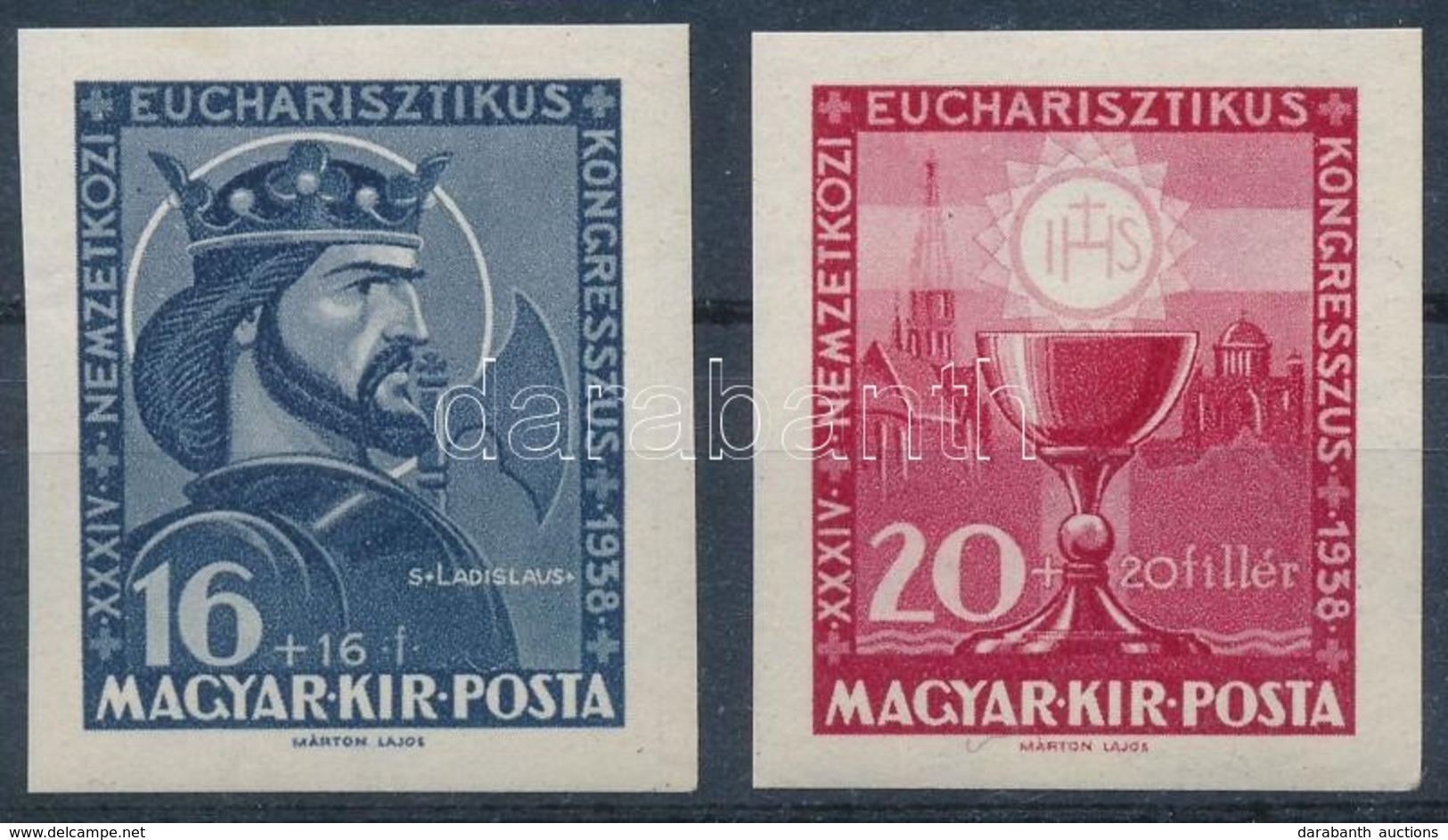 ** 1938 Eucharisztikus Vágott Sor (50.000) / Mi 571-572 Imperforate Set - Altri & Non Classificati