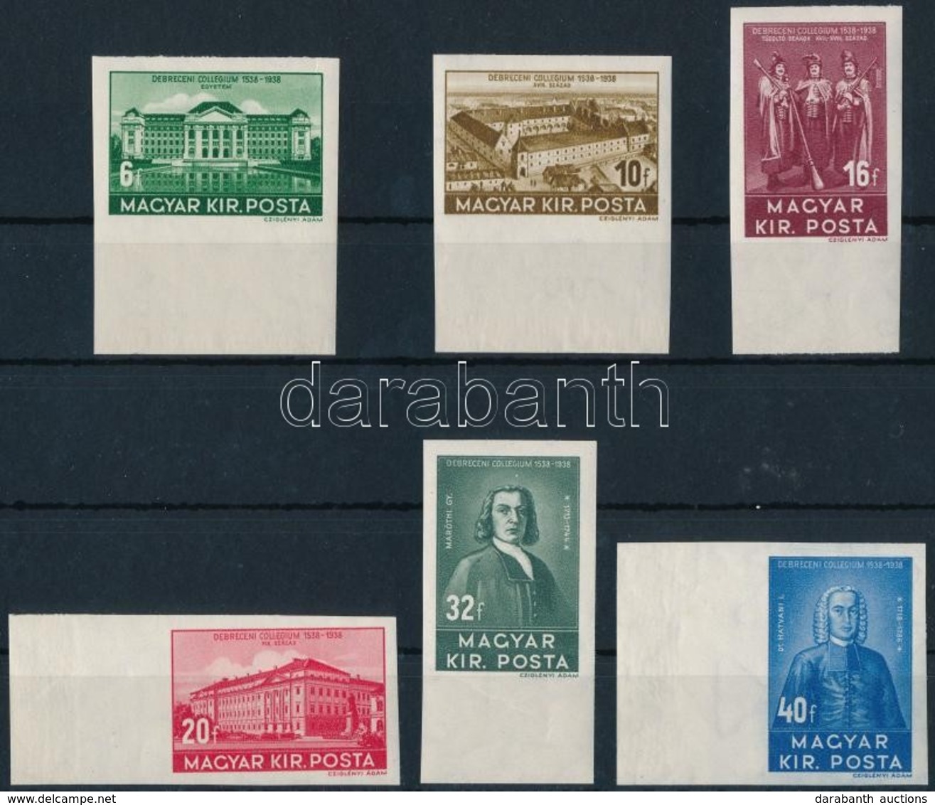 ** 1938 Debrecen Vágott ívszéli Sor (80.000) / Mi 585-590 Imperforate Margin Set - Other & Unclassified