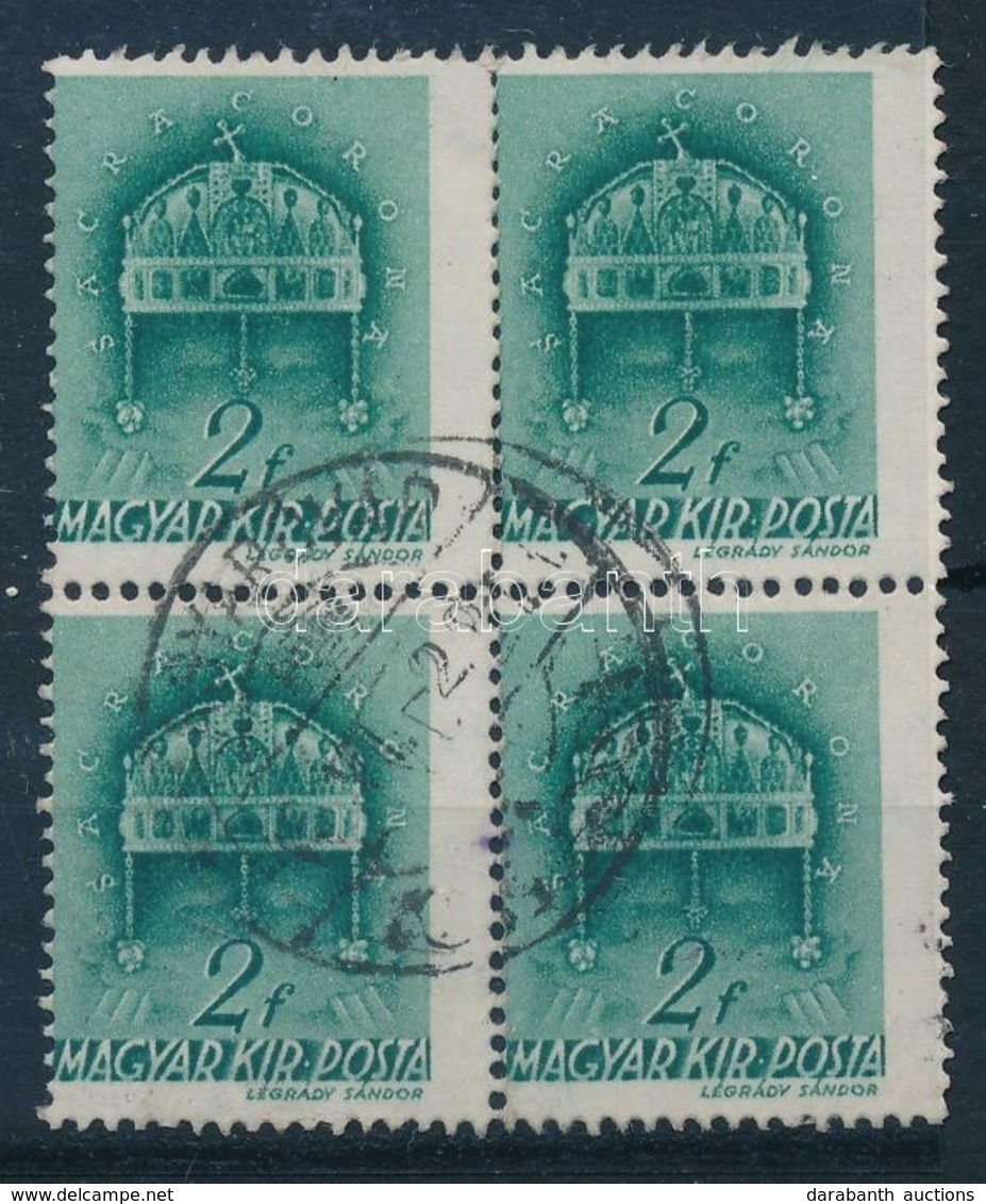 O 1939 Templom 2f Négyestömb Látványos Elfogazással / Mi 599 Block Of 4 With Shifted Perforation - Altri & Non Classificati