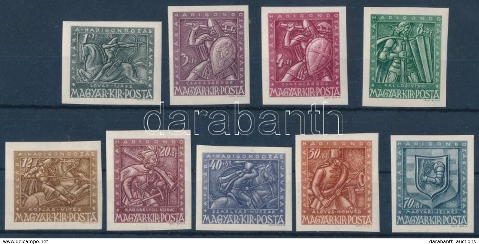 ** 1943 Hadigondozás Vágott Sor (60.000) / Mi 724-730 Imperforate Set - Other & Unclassified