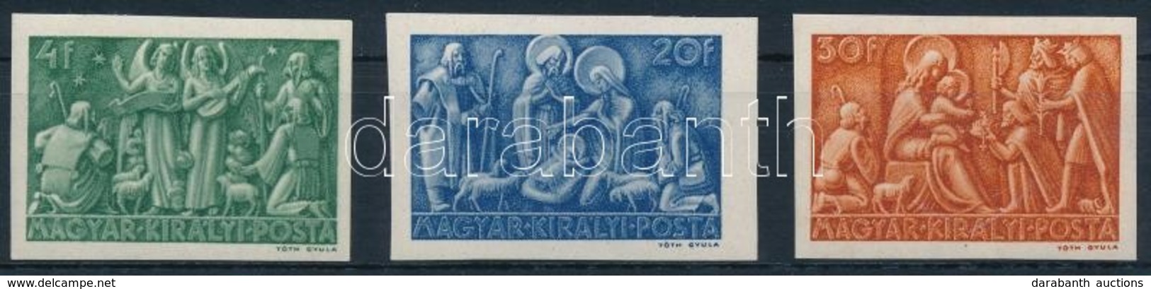 ** 1943 Karácsony Vágott Sor (35.000) / Mi 742-744 Imperforate Set - Other & Unclassified