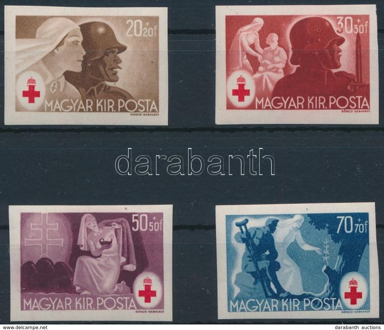 ** 1944 Vöröskereszt Vágott Sor (60.000) / Mi 749-752 Imperforate Set - Other & Unclassified