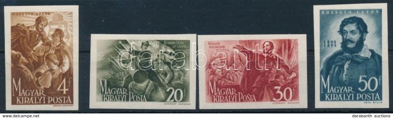 ** 1944 Kossuth Lajos (I.) Vágott Sor (40.000) / Mi 745-748 Imperforate Set - Altri & Non Classificati