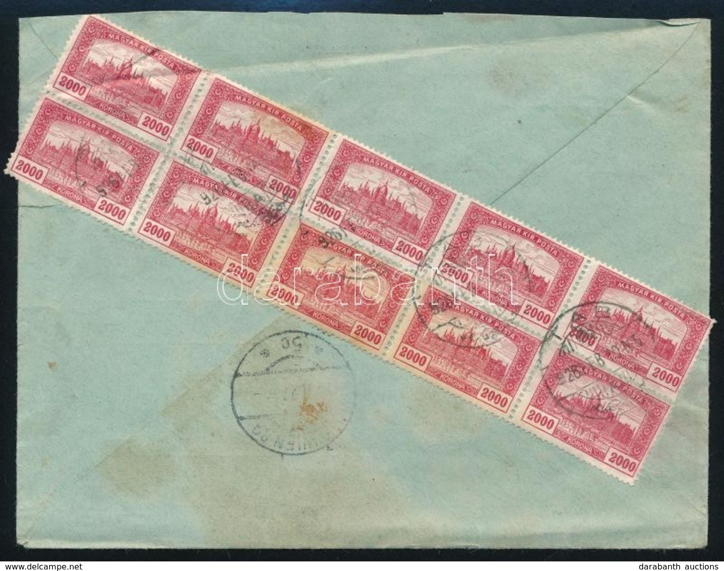 1926 Expressz Ajánlott Levél Parlament 10 X 2.000K Bérmentesítéssel / 10 X Mi 368 On Express Registered Cover - Other & Unclassified