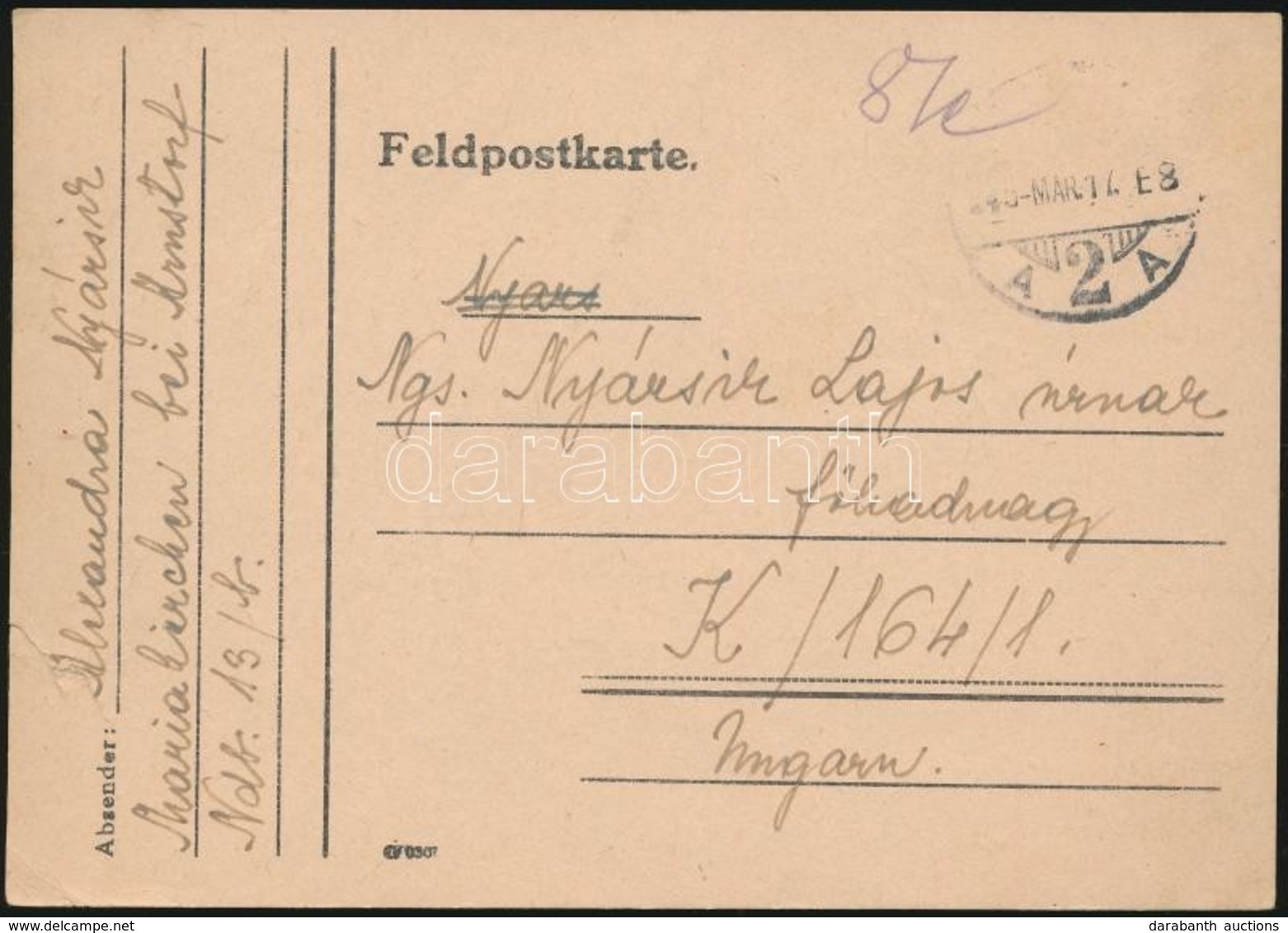 1945 Tábori Posta Levelez?lap Németországból Magyarországra Küldve / Field Postcard From Germany To Hungary - Altri & Non Classificati
