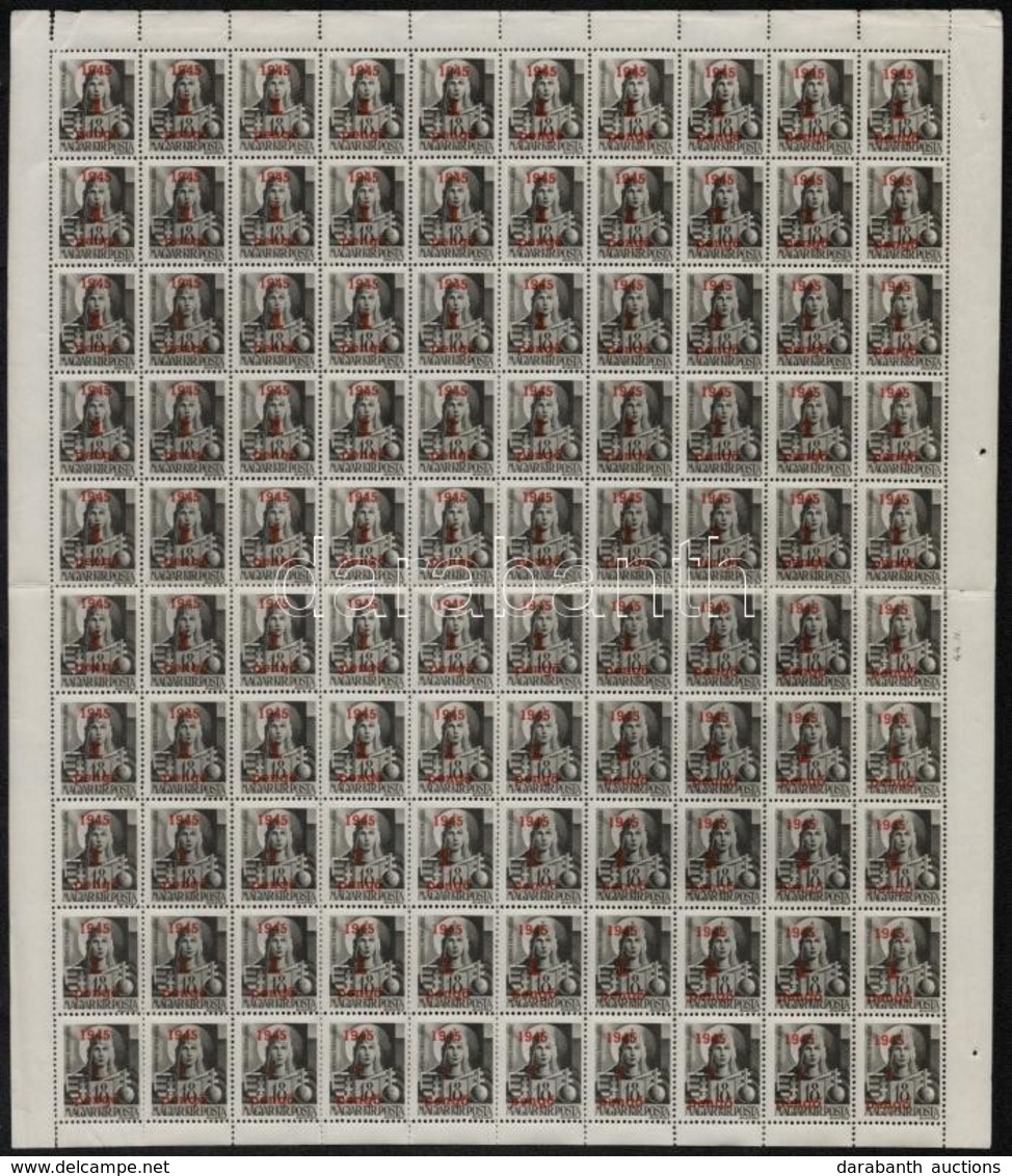 ** Nagyvárad I. 1945 1P/18f Hajtott 100-as ív / Complete Folded Sheet. Signed: Bodor - Altri & Non Classificati