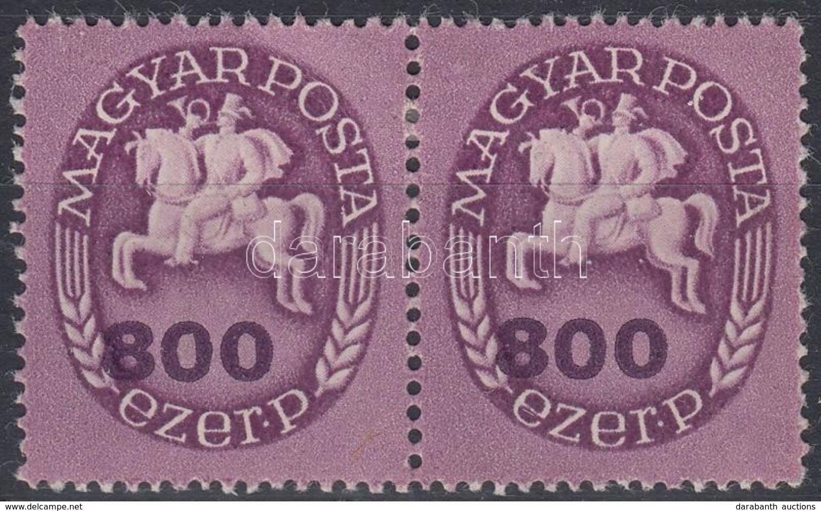 ** 1946 Lovasfutár 800 Ezer P Pár Eltolódott értékszámokkal / Mi 892 Pair, Shifted Numerals - Other & Unclassified