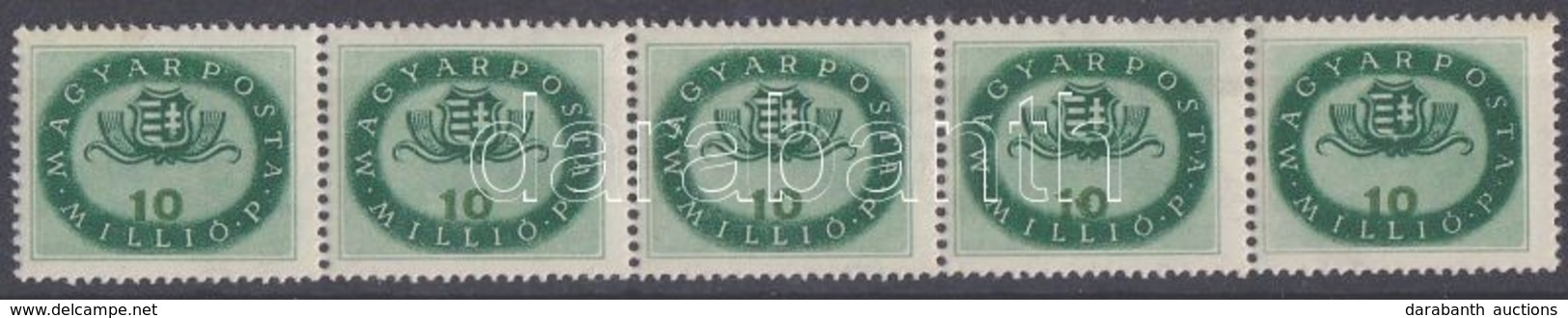 ** 1946 Milliós 10 Millió P ötöscsík Eltolódott értékszámmal / Mi 902 Stripe Of 5, Shifted Numerals - Altri & Non Classificati