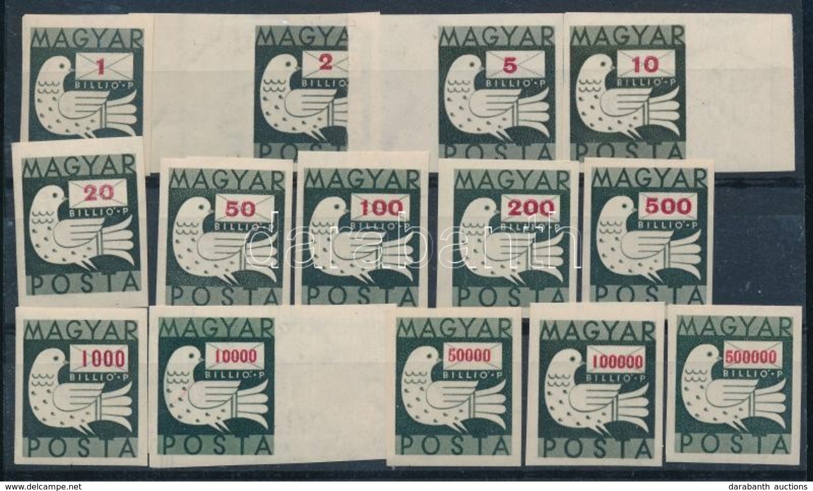 ** 1946 Billiós Vágott Sor (30.000) / Mi 919-932 Imperforate Set - Altri & Non Classificati