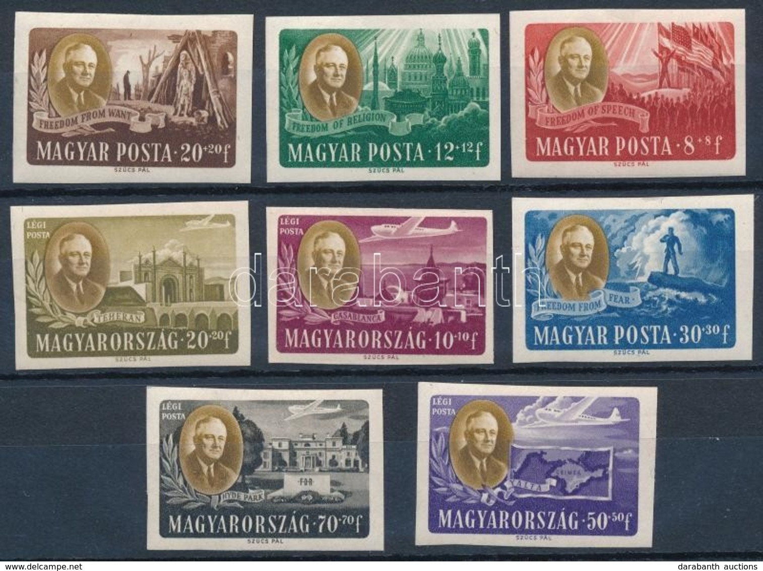 ** 1947 F. D. Roosevelt Vágott Sor (35.000) / Mi 985-992 Imperforate Set - Altri & Non Classificati