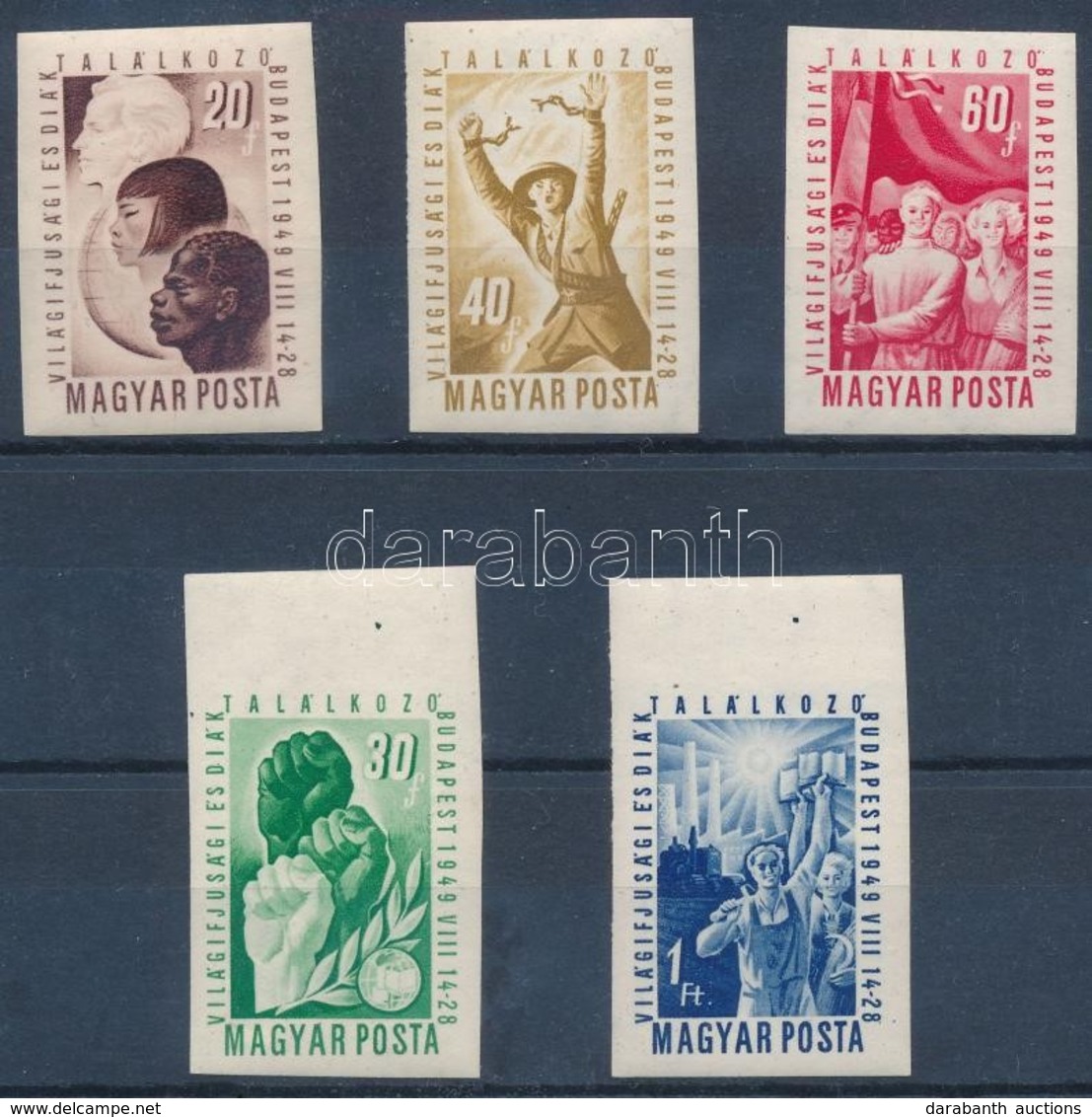 ** 1949 VIT (I.) Vágott Sor (20.000) / Mi 1048-1052 Imperforate Set - Altri & Non Classificati