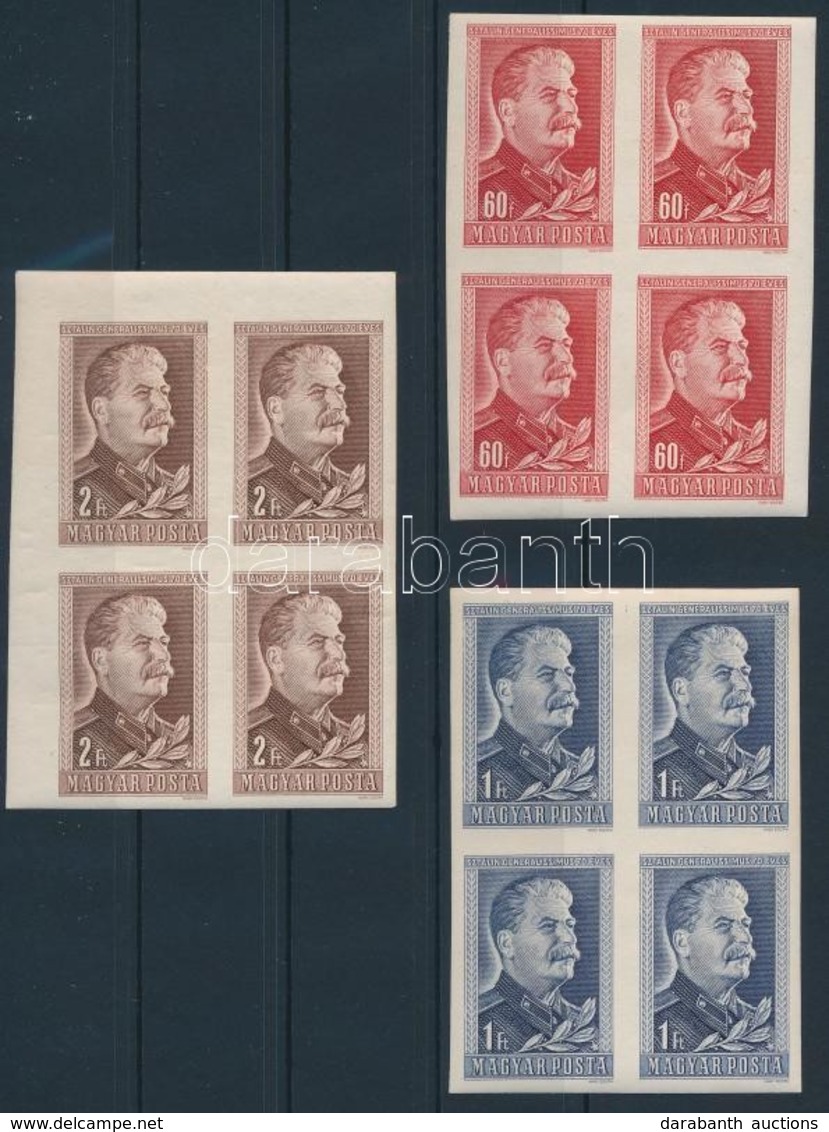 ** 1949 Sztálin Vágott Sor Négyestömbökben (12.000) / Mi 1066-1068 Imperforate Set In Blocks Of 4 - Altri & Non Classificati