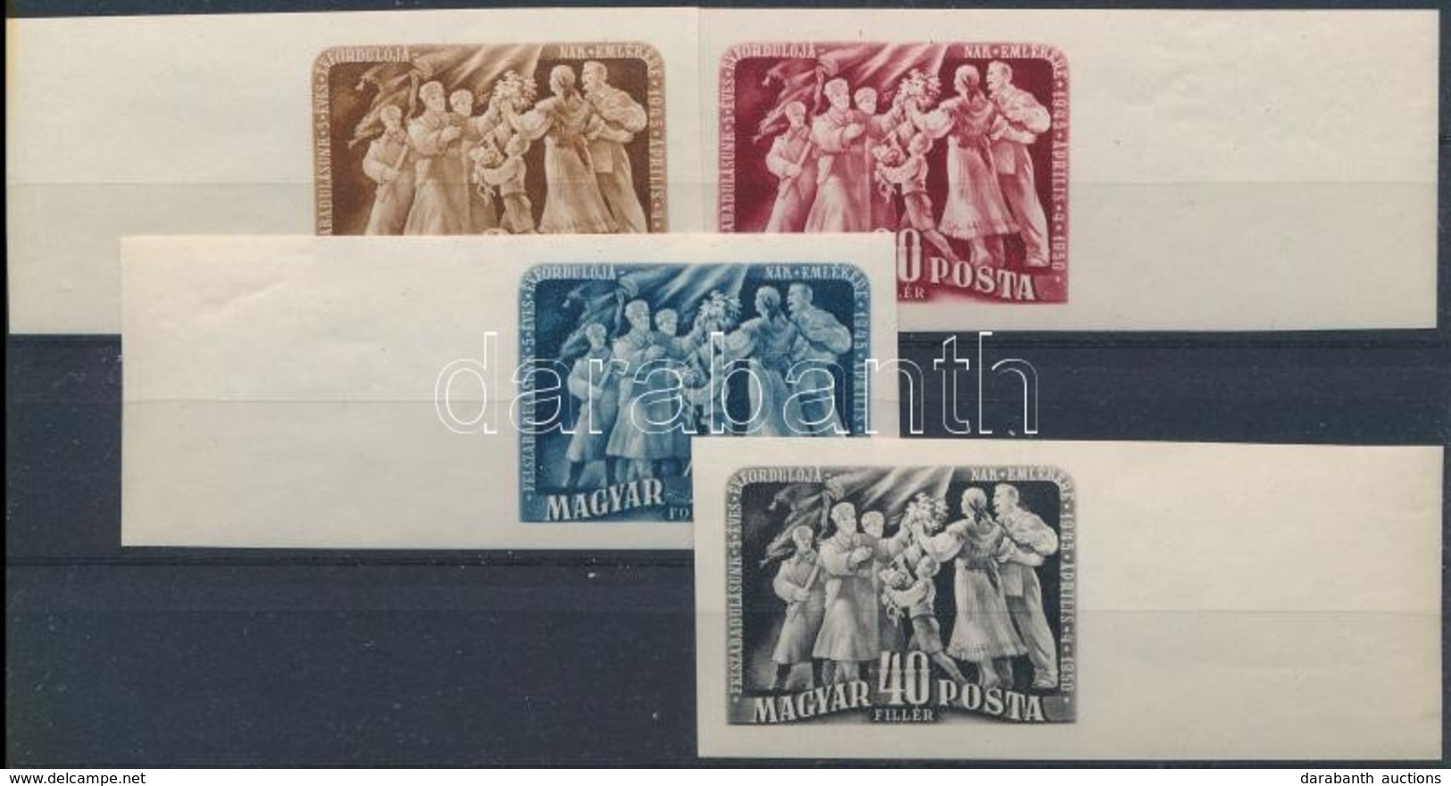 ** 1950 Felszabadulás Vágott ívszéli Sor (16.000) / Mi 1088-1091 Imperforate Margin Set - Altri & Non Classificati