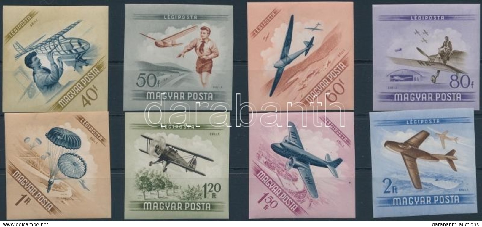 ** 1954 Repül?nap Vágott Sor (12.000) / Mi 1376-1383 Imperforate Set - Altri & Non Classificati