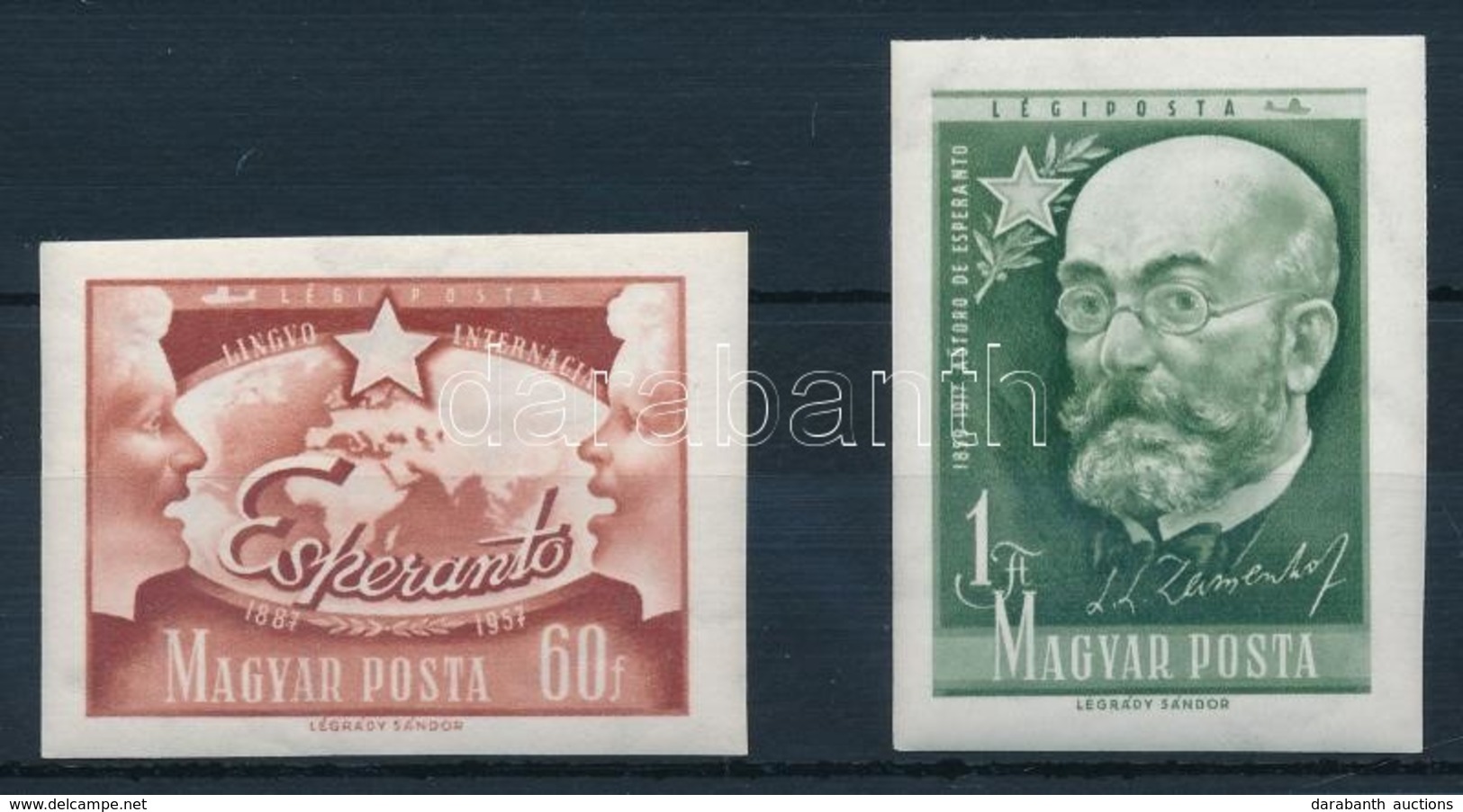 ** 1957 Eszperantó Mozgalom Vágott Sor (10.000) / Mi 1488-1489 Imperforate Set - Altri & Non Classificati