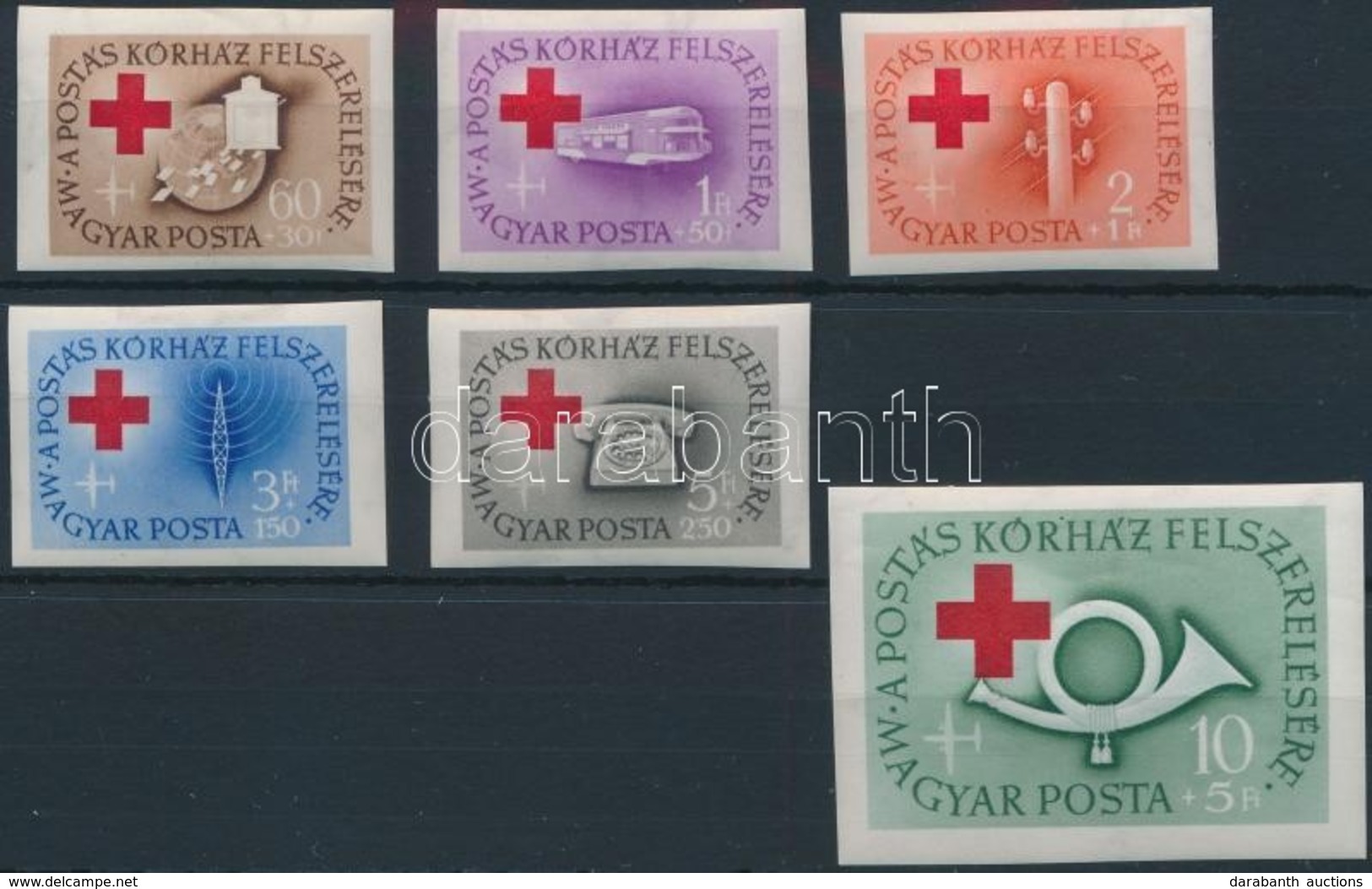 ** 1957 Postáskórház Vágott Sor (16.000) / Mi 1490-1495  Imperforate Set - Other & Unclassified