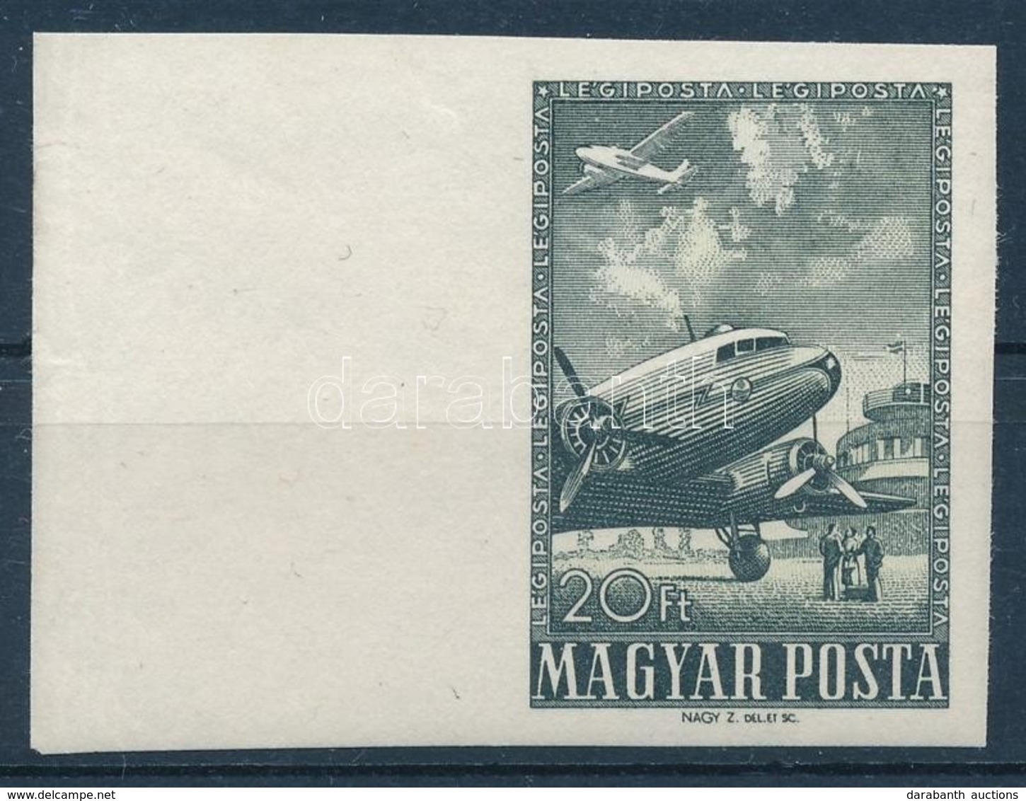 ** 1957 Az 1950. Repül? (V.) Záróértéke Vágott ívszéli Bélyeg (12.000) / Mi 1496 Imperforate Margin Stamp - Altri & Non Classificati